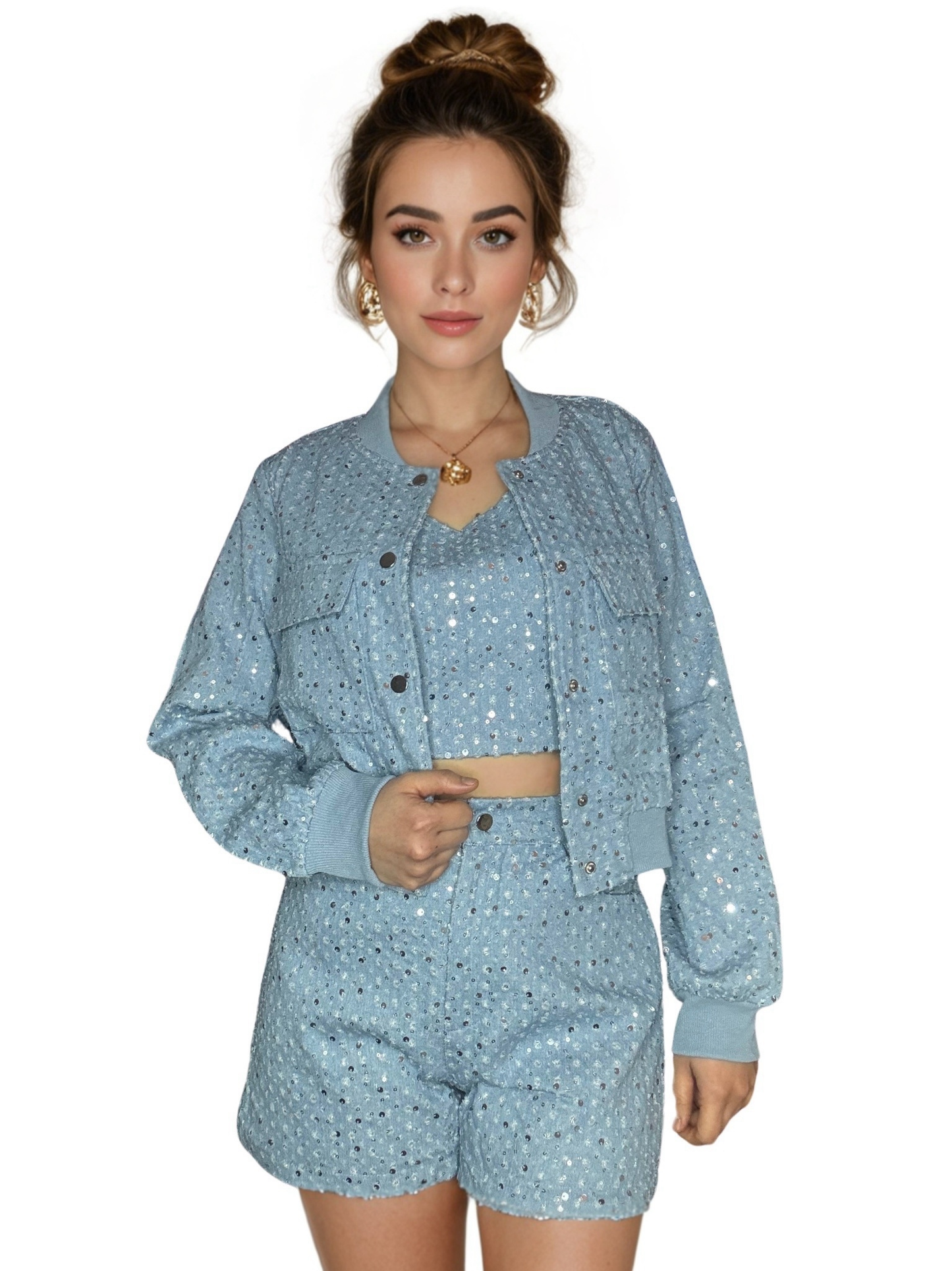 Céleste Sequined Denim Set