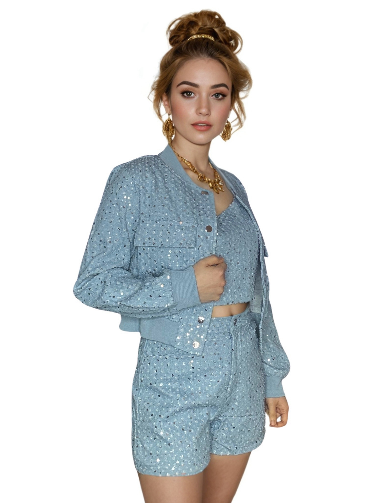 Céleste Sequined Denim Set