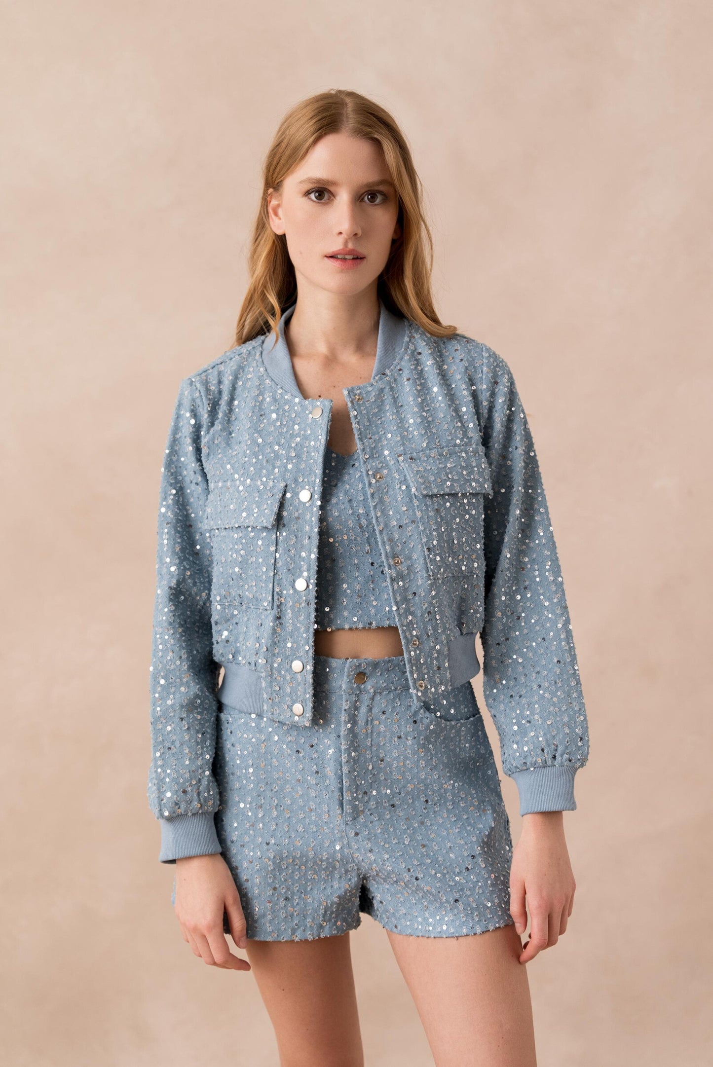 Élodie Sequined Denim Set - ANNIVRE
