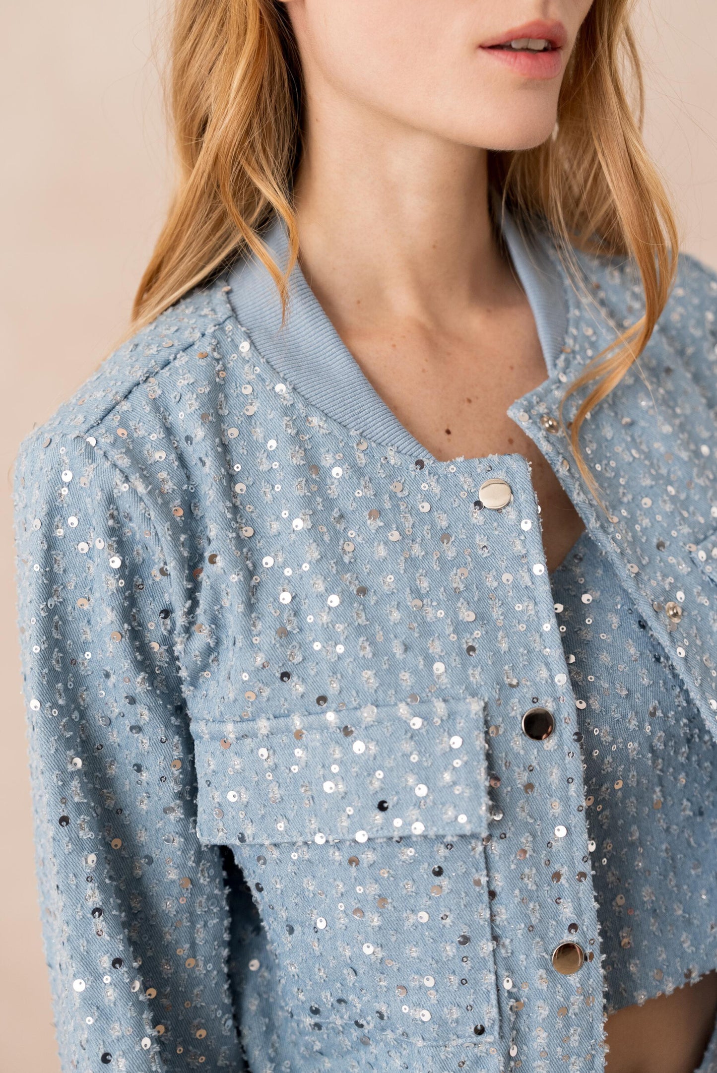 Élodie Sequined Denim Set - ANNIVRE