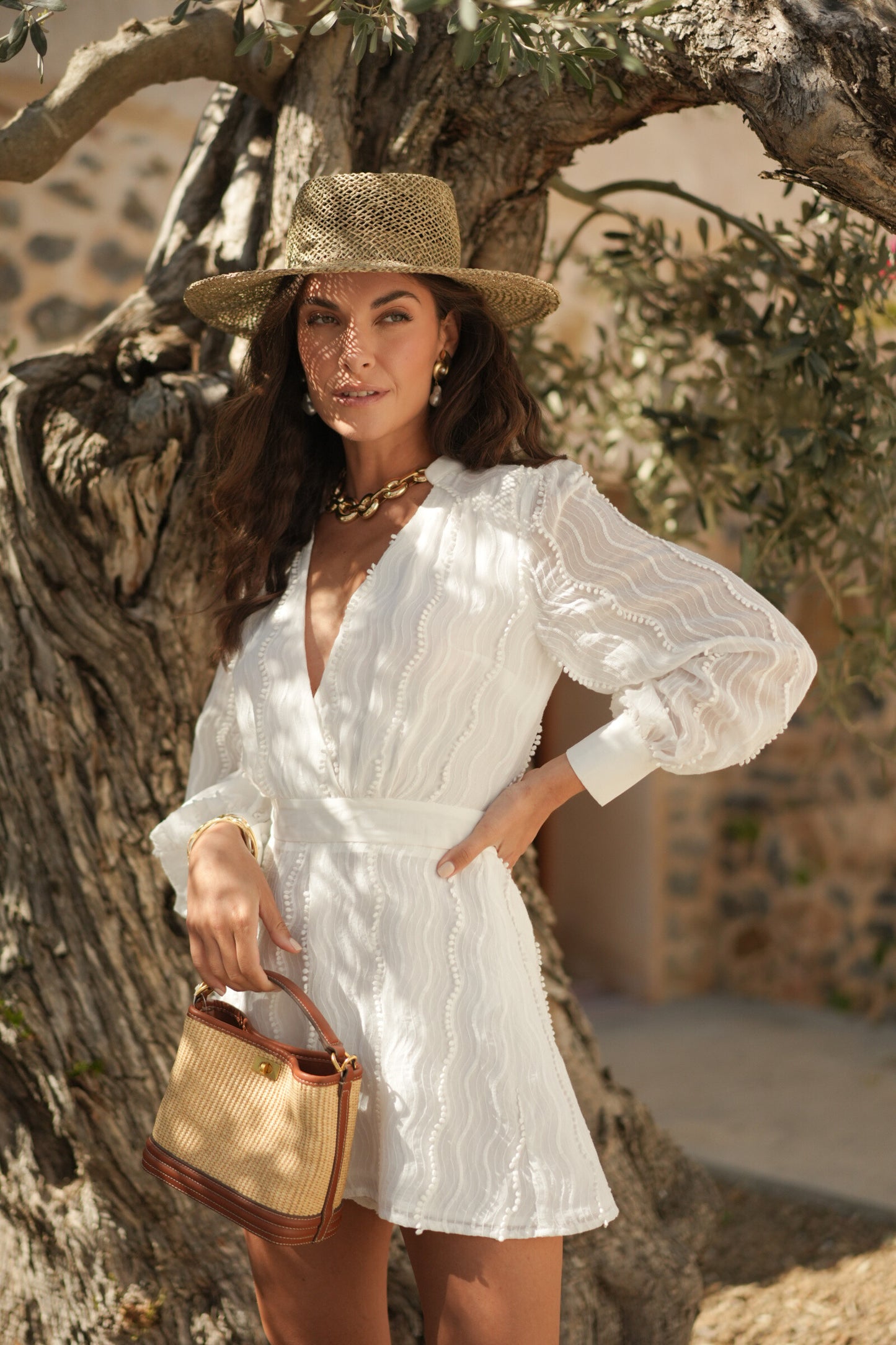 Arielle Textured Fitted Romper - ANNIVRE