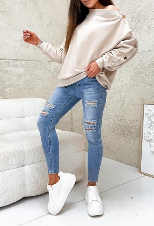 Zélie Metallic Accent Sweatshirt - ANNIVRE