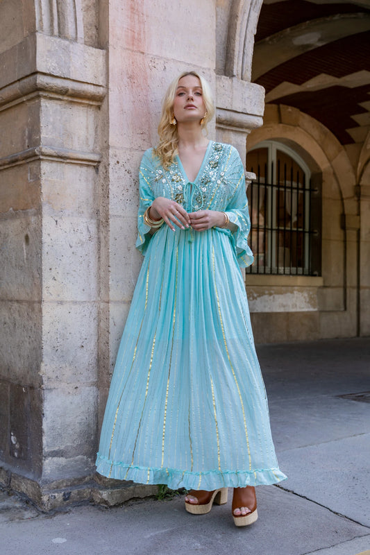 Naïa Embellished Maxi Dress - Aqua