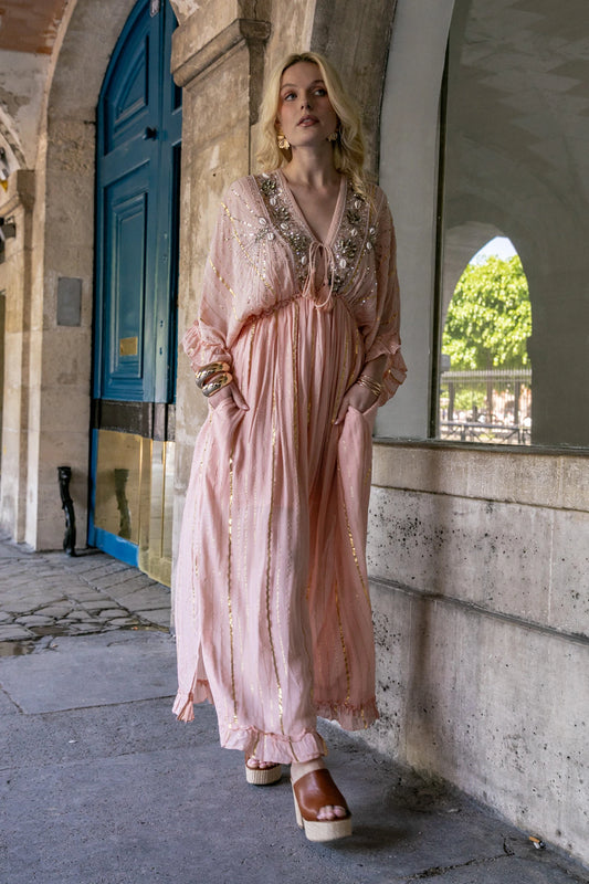 Naïa Embellished Maxi Dress – Blush