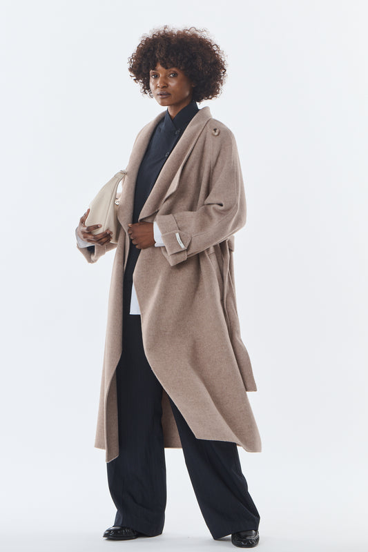 Honorine Asymmetric Wool-Cashmere Coat - ANNIVRE
