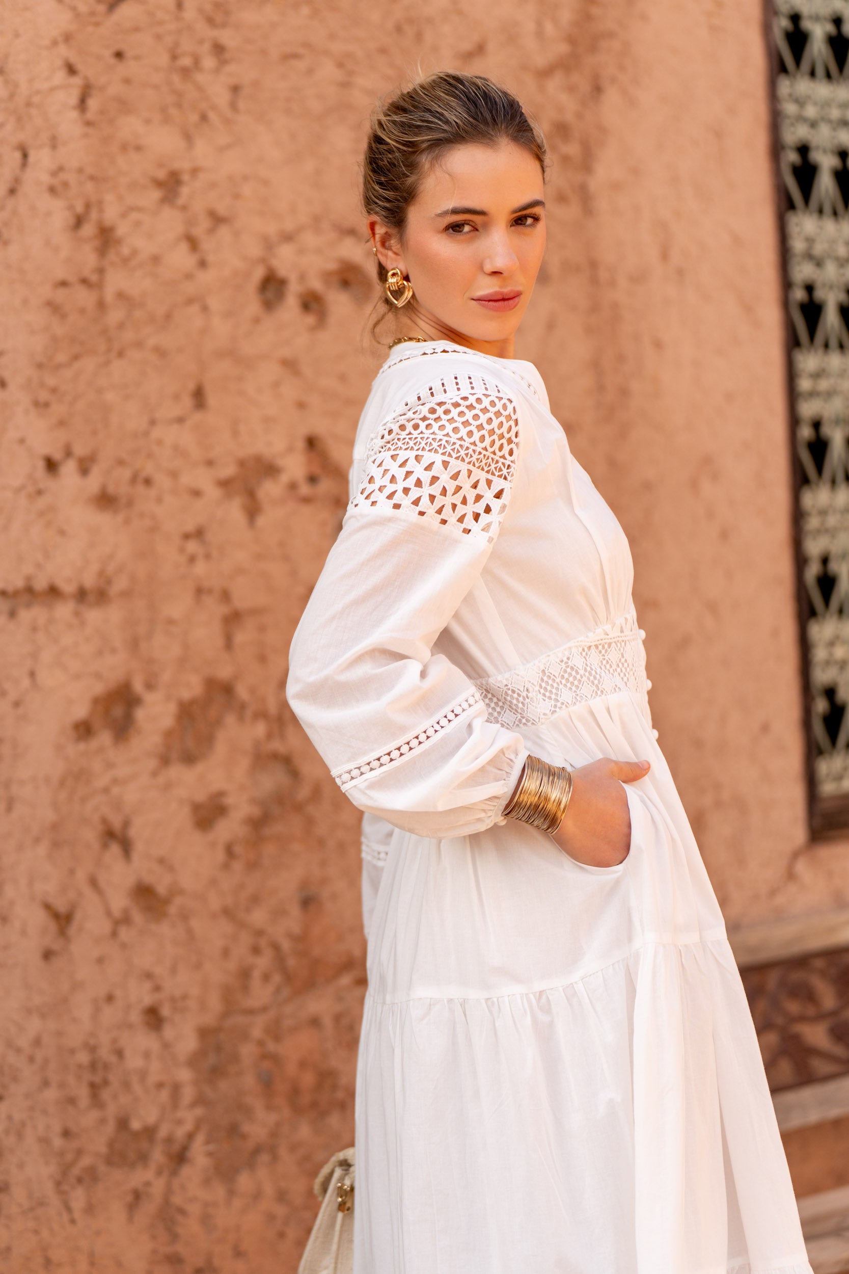 Lana Cotton Embroidered Maxi - Blanc S / Blanc / 100% Cotton Lana Cotton Embroidered Maxi - Blanc S / Blanc / 100% Cotton