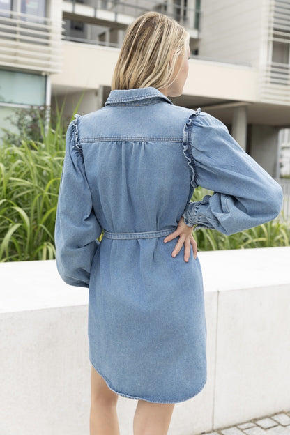 Noëlle Denim Shirt Dress - ANNIVRE