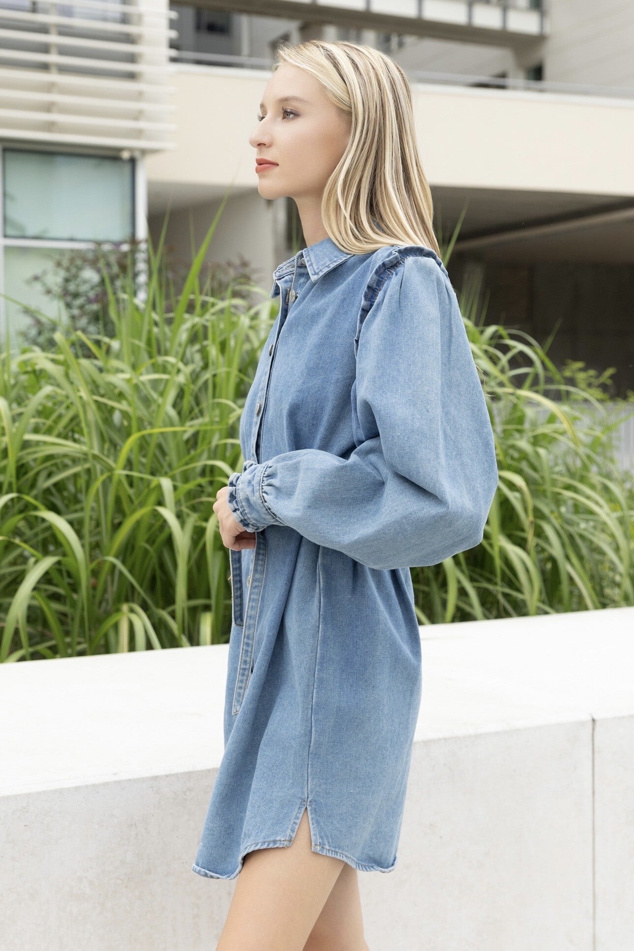 Noëlle Denim Shirt Dress - ANNIVRE