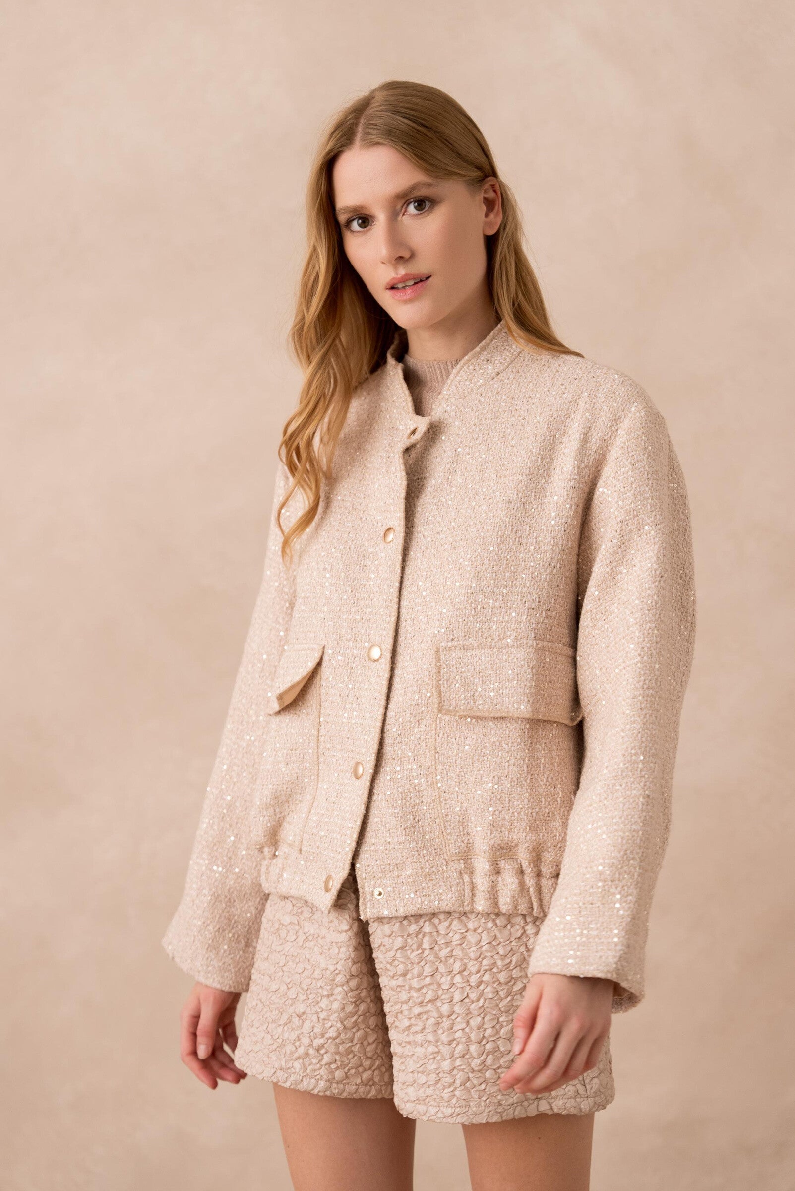Lumière Oversized Bomber Jacket Set - ANNIVRE