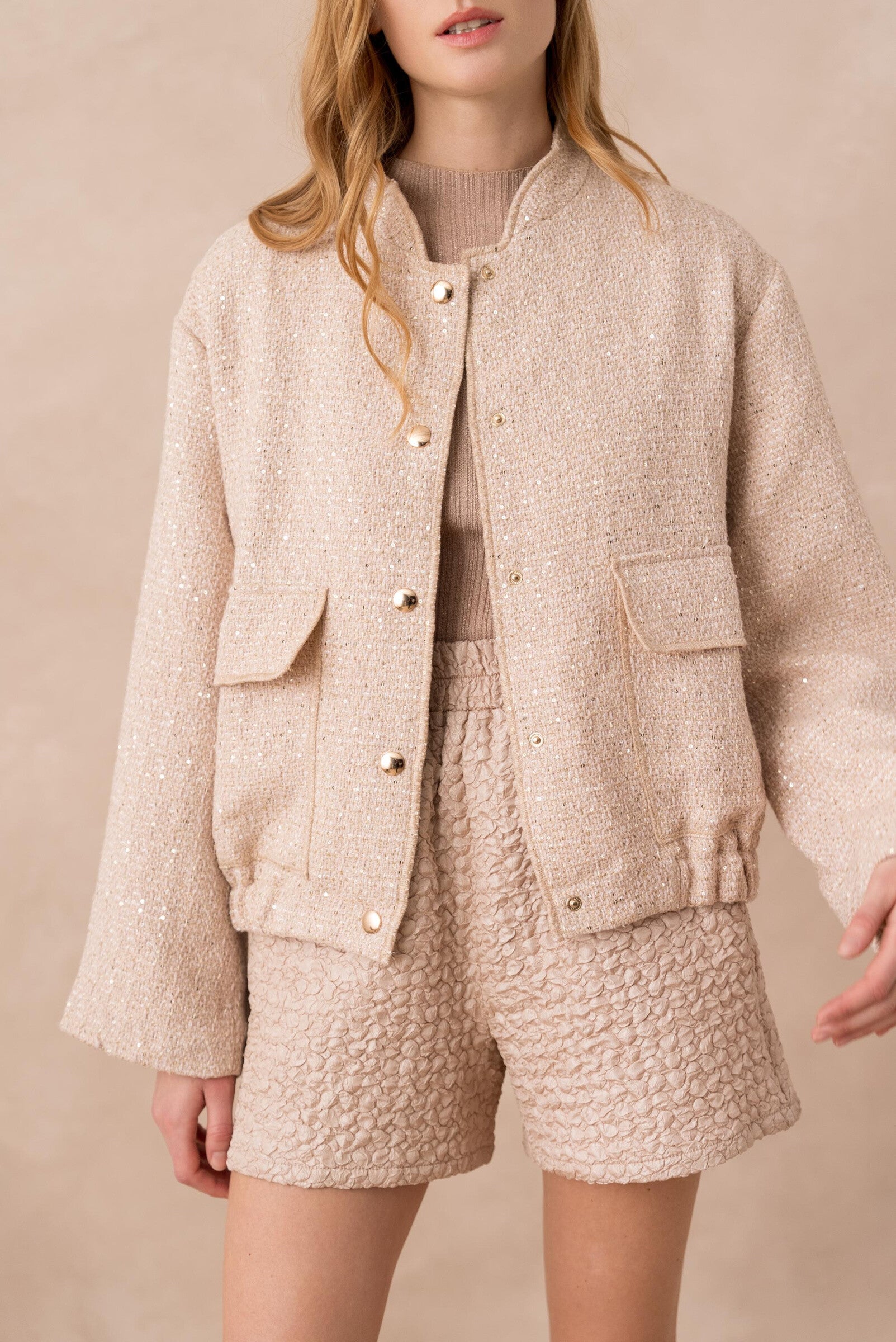 Lumière Oversized Bomber Jacket Set - ANNIVRE