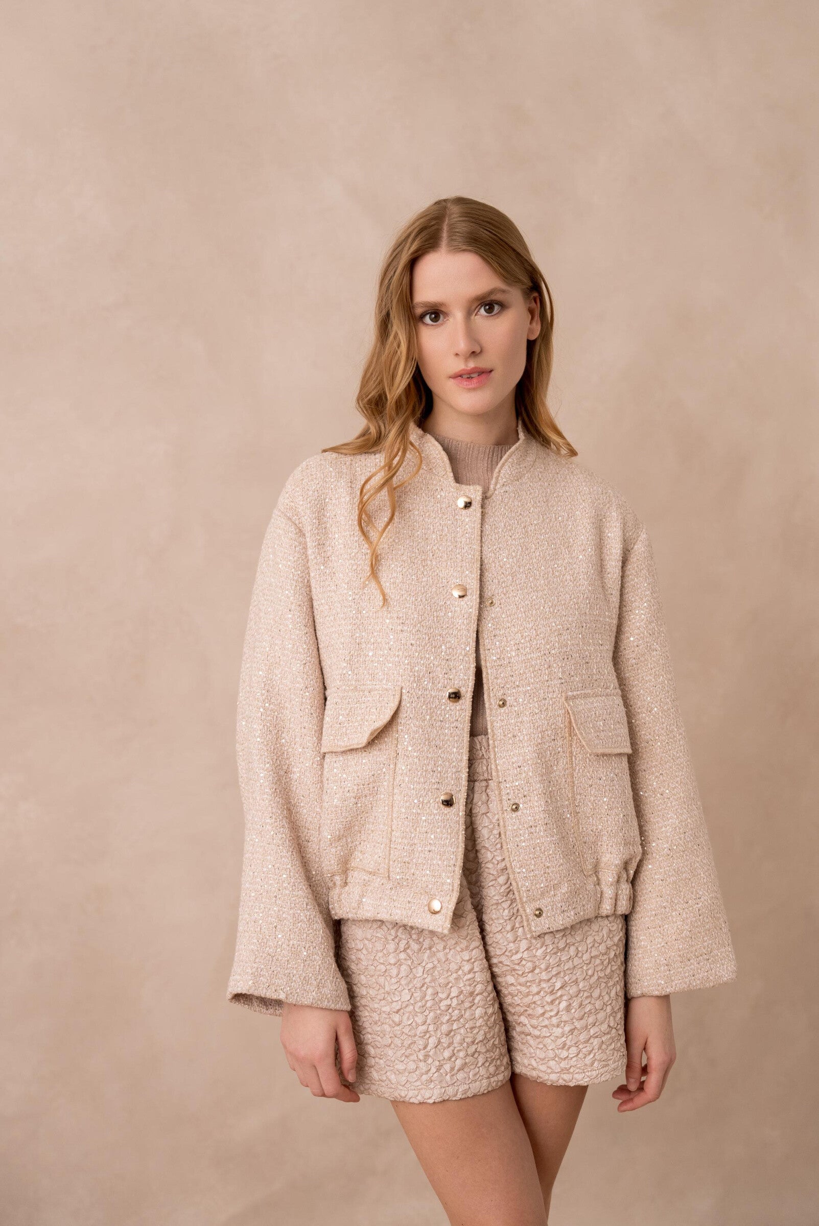 Lumière Oversized Bomber Jacket Set - ANNIVRE