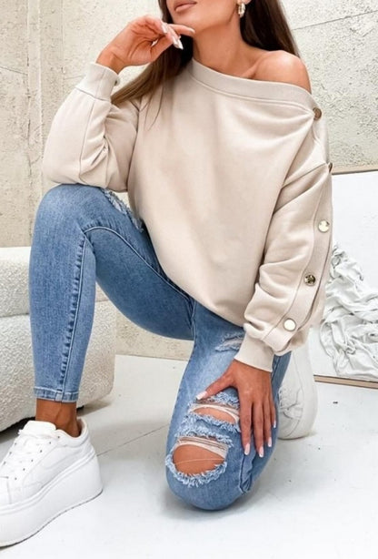 Zélie Metallic Accent Sweatshirt - ANNIVRE