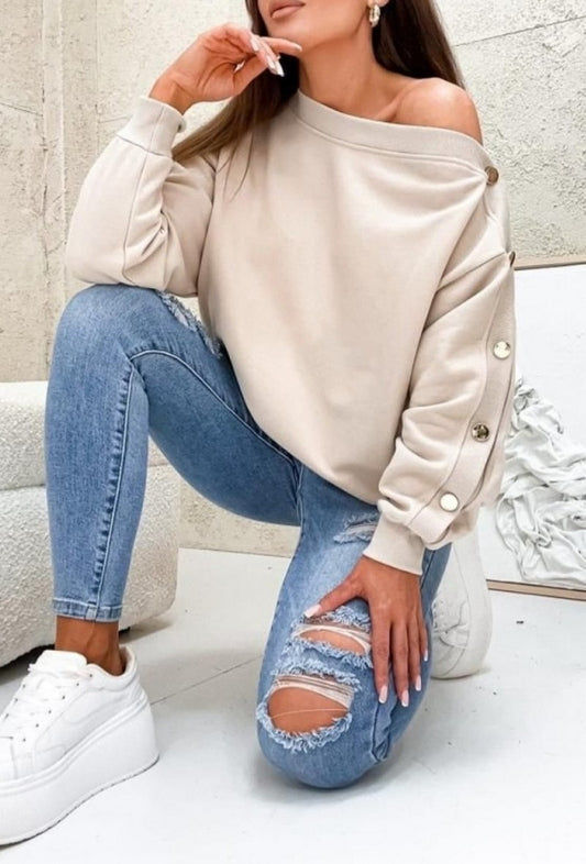 Zélie Metallic Accent Sweatshirt - ANNIVRE