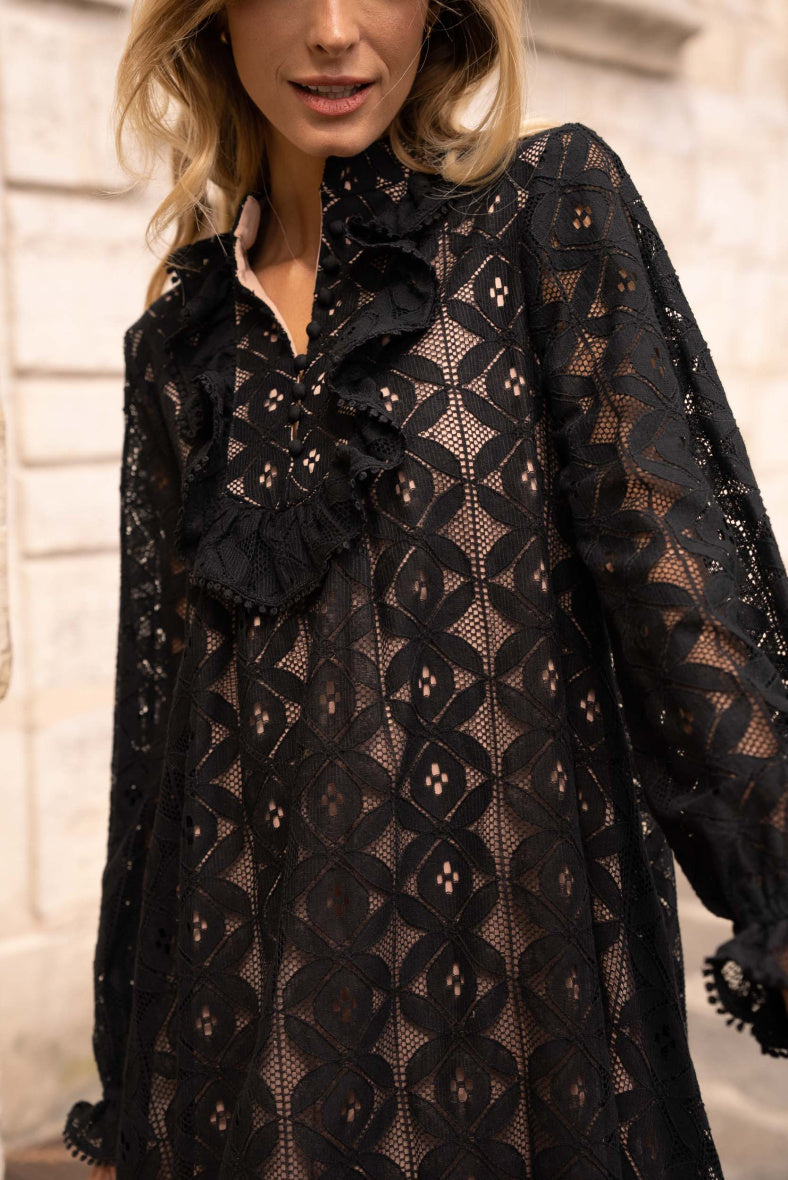 Geneviève Lace Midi Dress - ANNIVRE