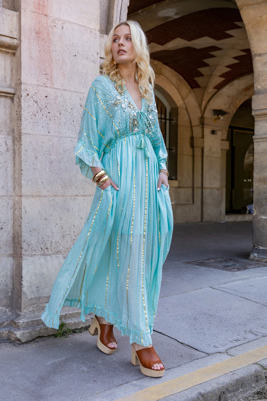 Naïa Embellished Maxi Dress - Aqua