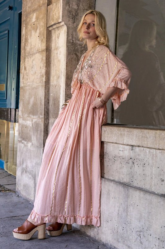 Naïa Embellished Maxi Dress – Blush