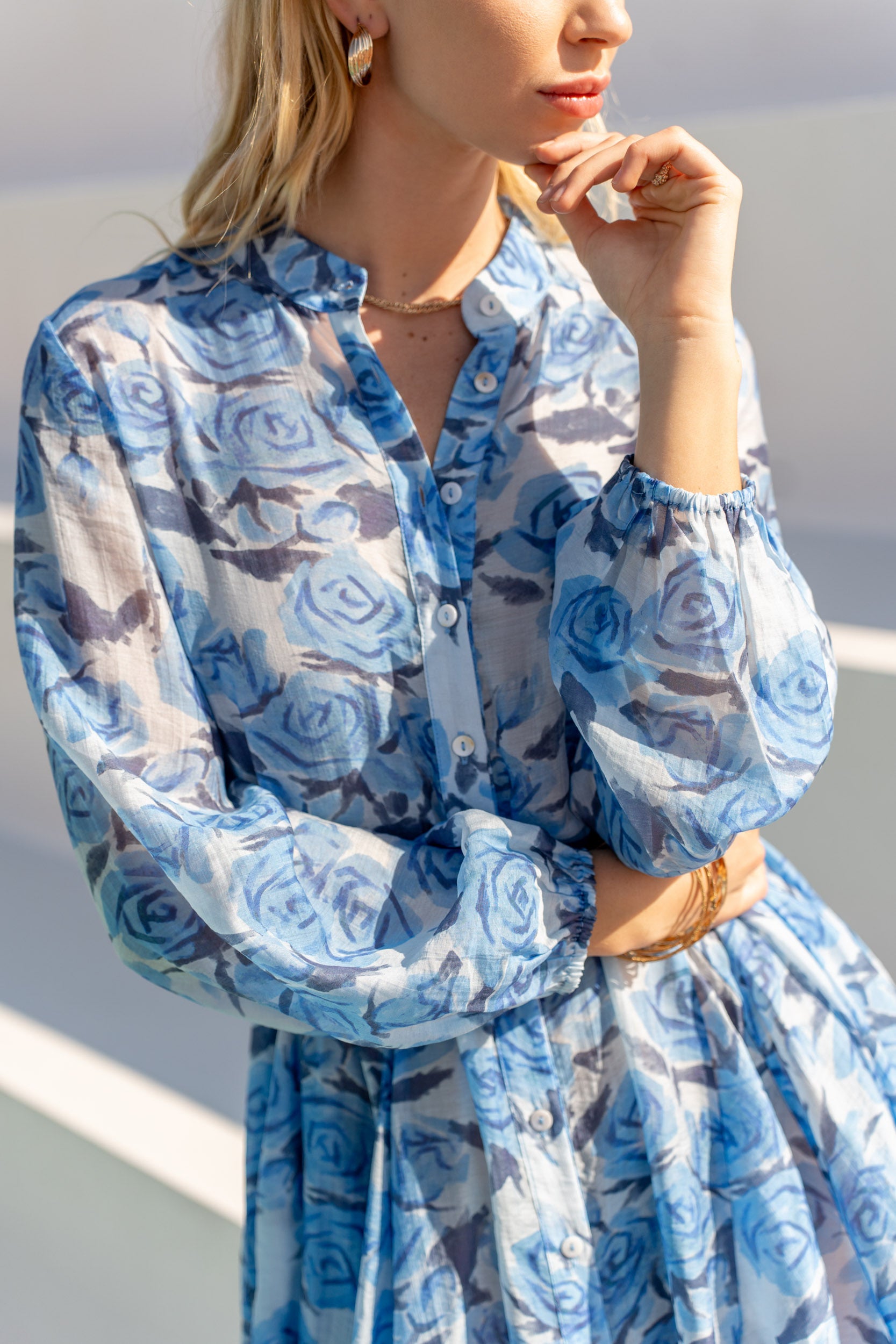 Rosalie Flared Mini Dress Bleu Fleur S / Bleu Fleur / 80% Lyocell 20% Sillk Rosalie Flared Mini Dress Bleu Fleur S / Bleu Fleur / 80% Lyocell 20% Sillk