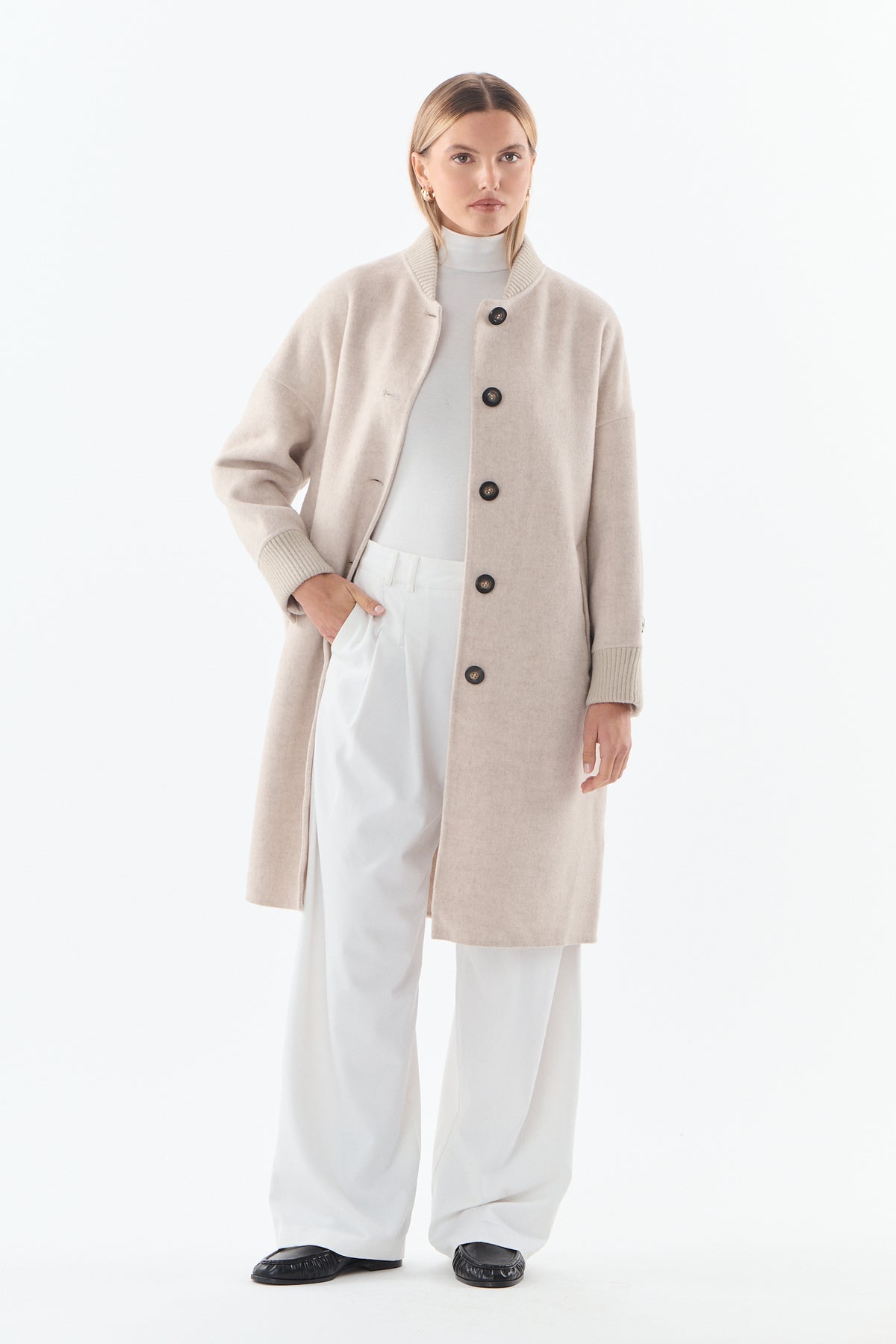 Apolline Ribbed Collar Wool-Cashmere Coat - ANNIVRE