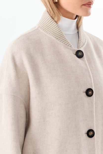 Apolline Ribbed Collar Wool-Cashmere Coat - ANNIVRE