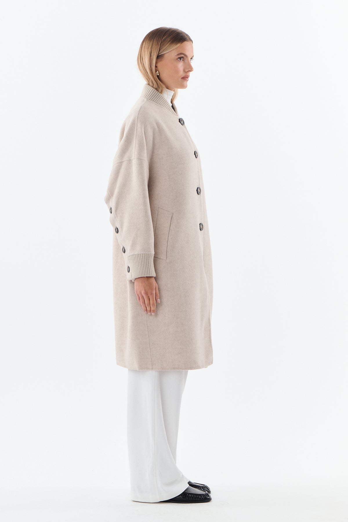 Apolline Ribbed Collar Wool-Cashmere Coat - ANNIVRE