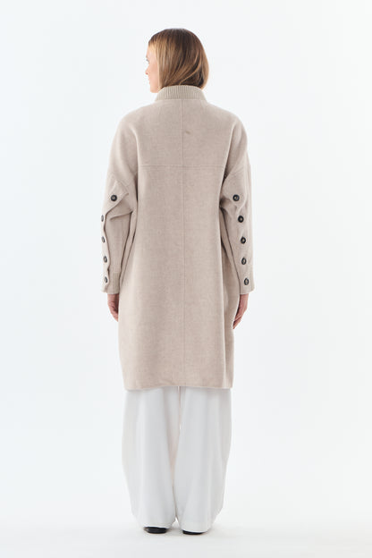 Apolline Ribbed Collar Wool-Cashmere Coat - ANNIVRE