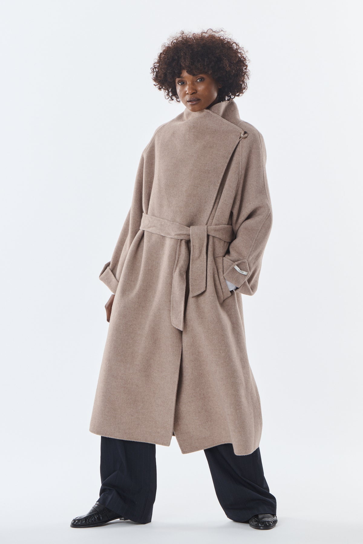 Honorine Asymmetric Wool-Cashmere Coat - ANNIVRE