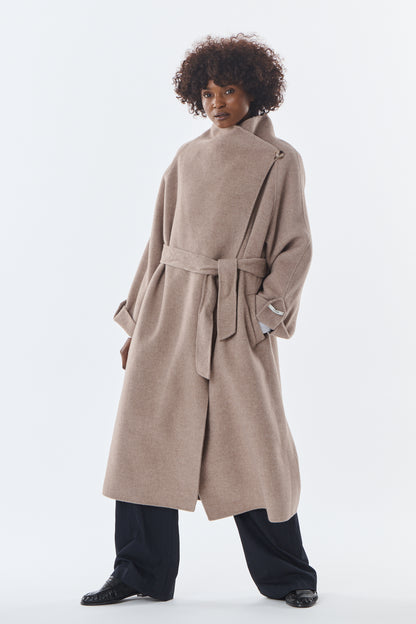 Honorine Asymmetric Wool-Cashmere Coat - ANNIVRE