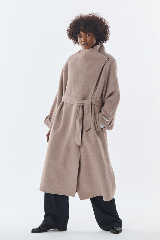 Honorine Asymmetric Wool-Cashmere Coat - ANNIVRE