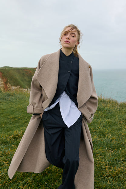 Honorine Asymmetric Wool-Cashmere Coat - ANNIVRE
