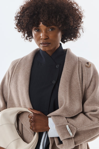 Honorine Asymmetric Wool-Cashmere Coat - ANNIVRE