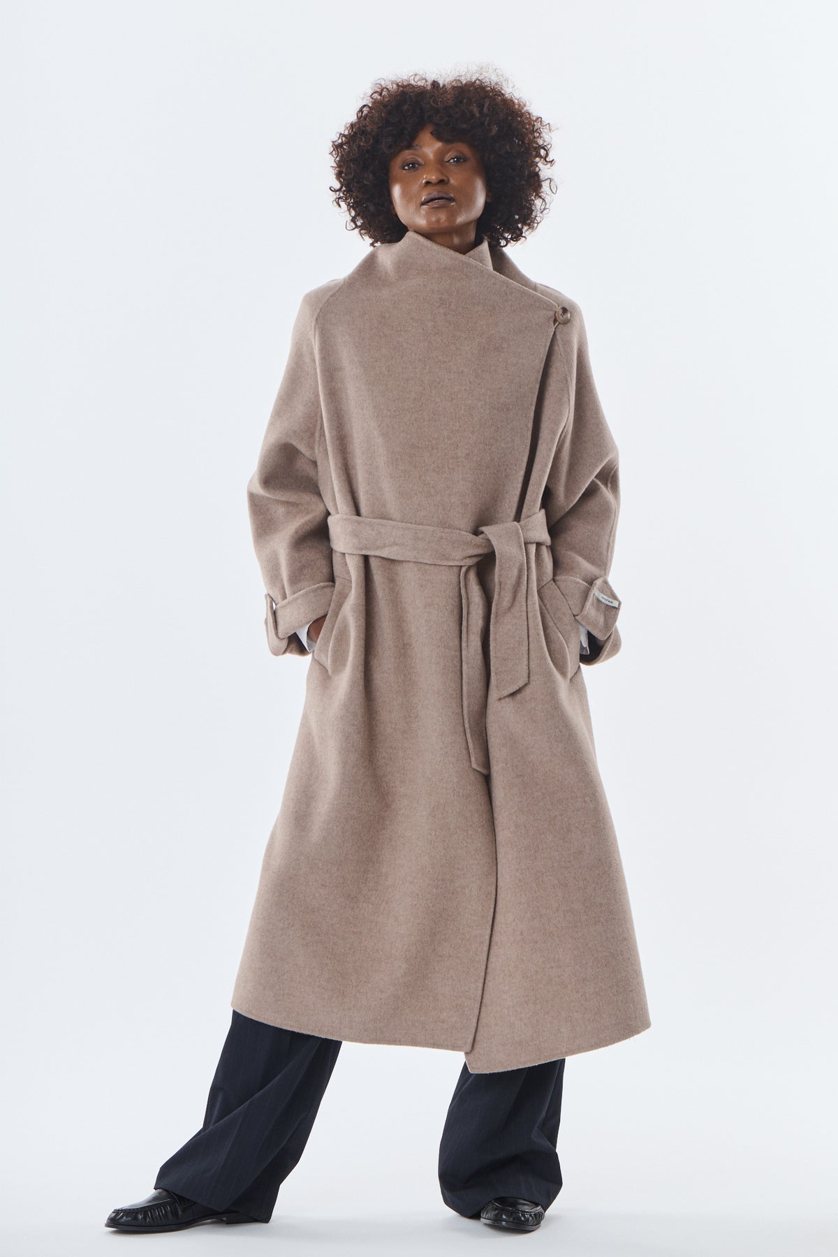 Honorine Asymmetric Wool-Cashmere Coat - ANNIVRE