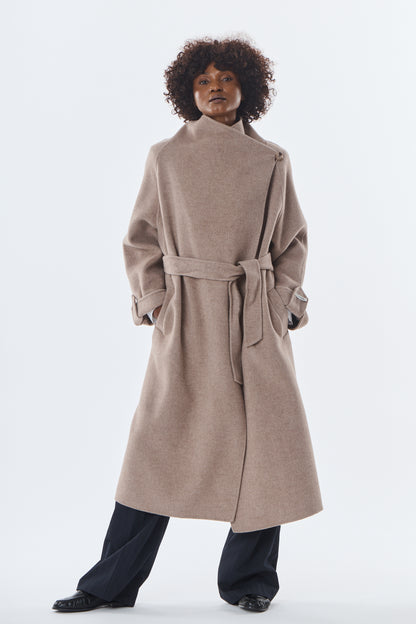 Honorine Asymmetric Wool-Cashmere Coat - ANNIVRE